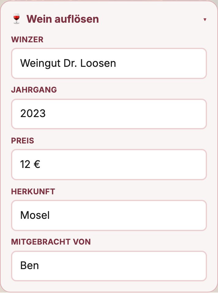 Auflösung im Verkostungsbogen: Winzer, Jahrgang, Preis, Herkunft und Mitbringer